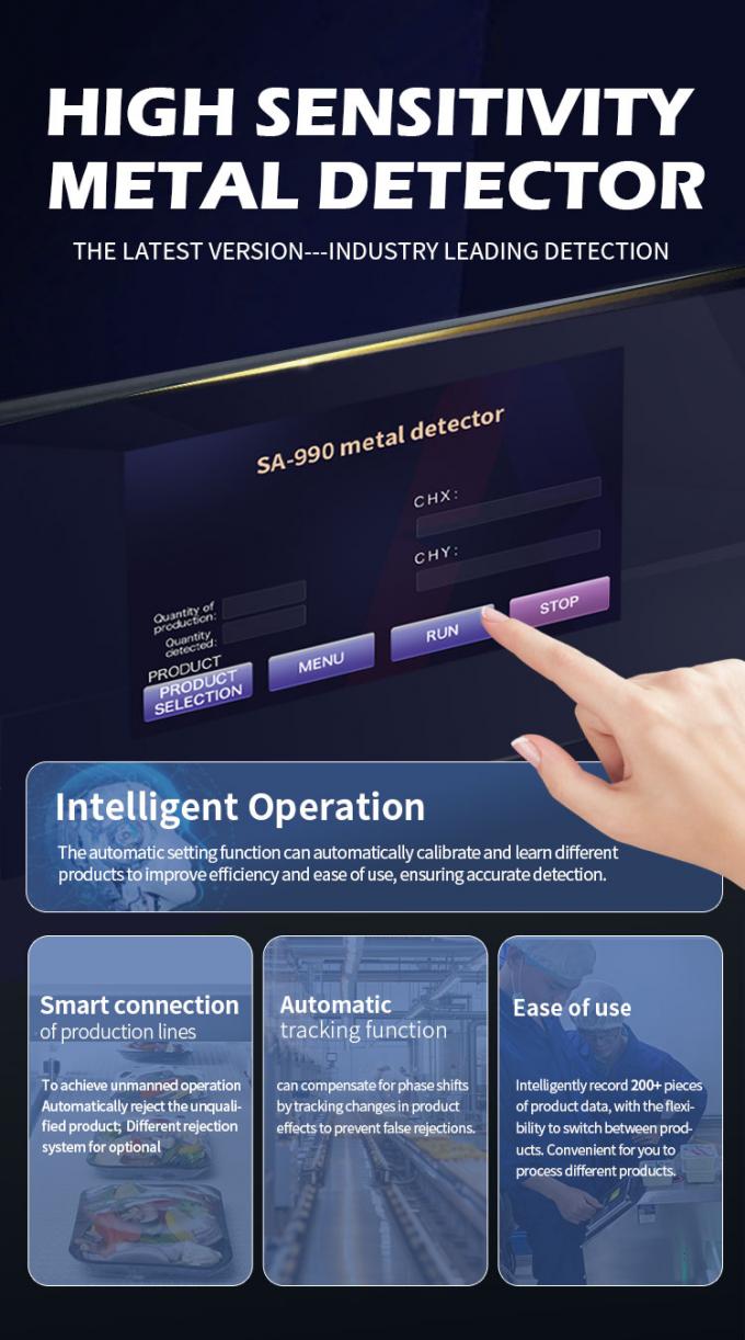 ناقل محترف للسيارات الفولاذ المقاوم للصدأ كعك الجبن المأكولات البحرية الحليب البسكويت اللحوم الغذاء كاشف المعادن المعتمد CE 1