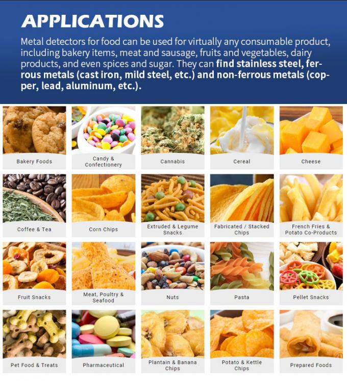 ناقل محترف للسيارات الفولاذ المقاوم للصدأ كعك الجبن المأكولات البحرية الحليب البسكويت اللحوم الغذاء كاشف المعادن المعتمد CE 2